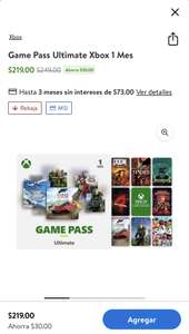 Walmart: Game Pass Ultimate Xbox 1 Mes