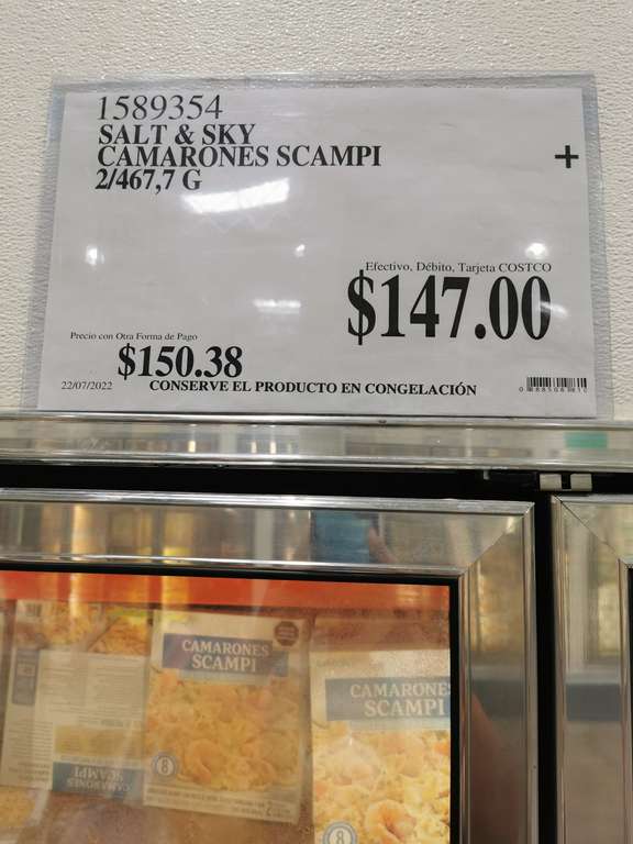 Costco: Pasta con camarones Scampi