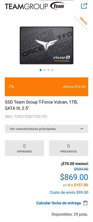 Cyberpuerta: SSD Team Group T-Force Vulcan 1TB