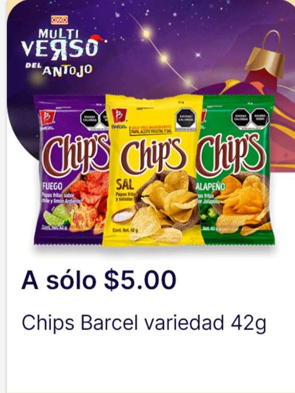 Oxxo: Chips Barcel Jalapeño, Sal de Mar o Fuego a $5