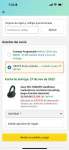 Amazon: Audífonos Sony WH-1000XM4 $3,599.10 con HSBC y Banamex