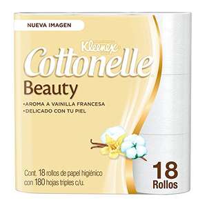 Amazon: Kleenex Cottonelle Beauty Papel Higiénico con Hojas Triples - 1 x 18 Rollos