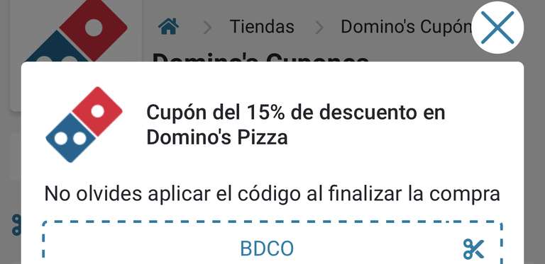 Domino’s Pizza: 15% de descuento