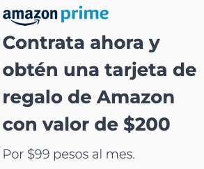 Totalplay: Tarjeta de regalo de $200 al contratar Amazon Prime