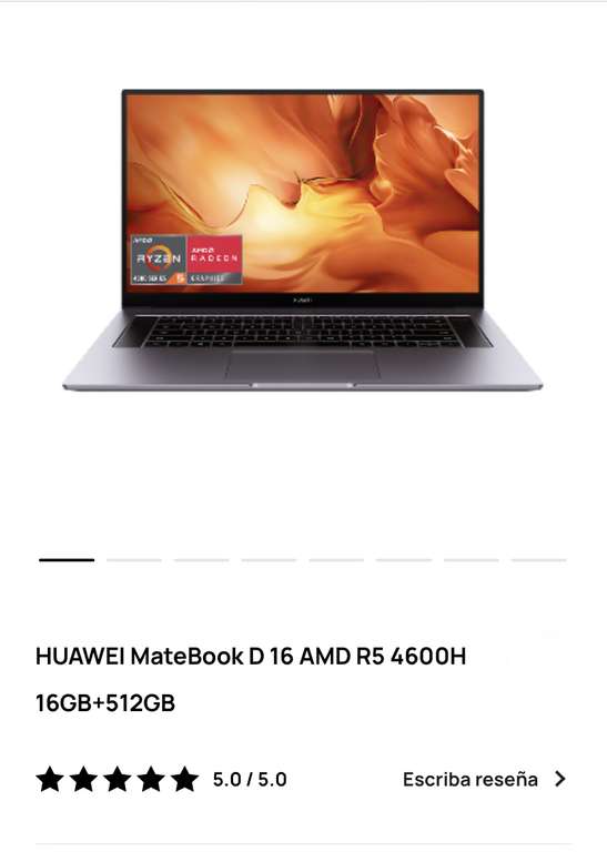 HUAWEI MateBook D 16 $15,500 con cupón