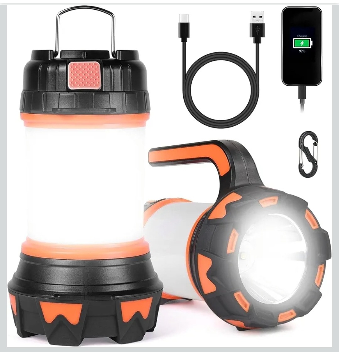 Amazon - Linterna de Cámping Recargable, 6 Modos de Luces de Trabajo, Impermeable, para Acampar Cortes de Energía Emergencia Opción Amazon