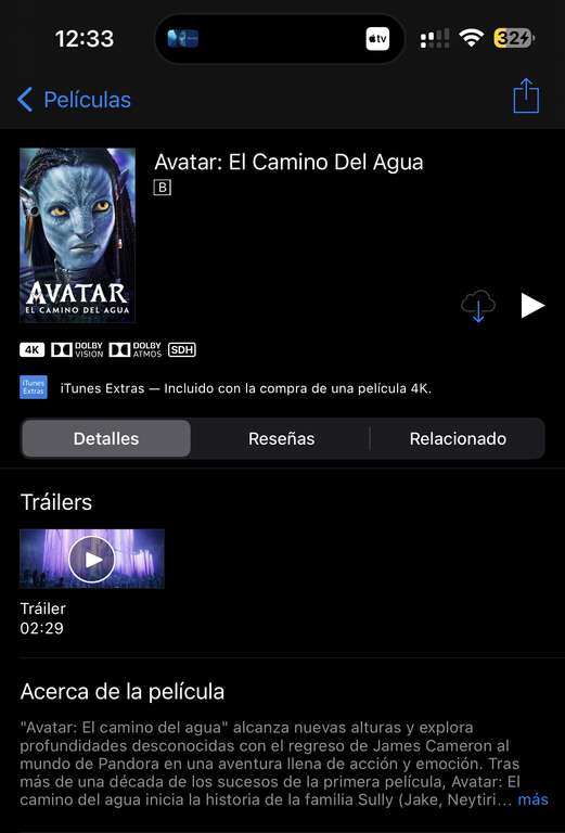 iTunes: Avatar 2 : El camino del agua 4K