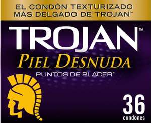 Amazon (planea y ahorra): Condón Trojan Piel Desnuda Puntos de placer, paquete con 36 piezas de condones de latex texturizados