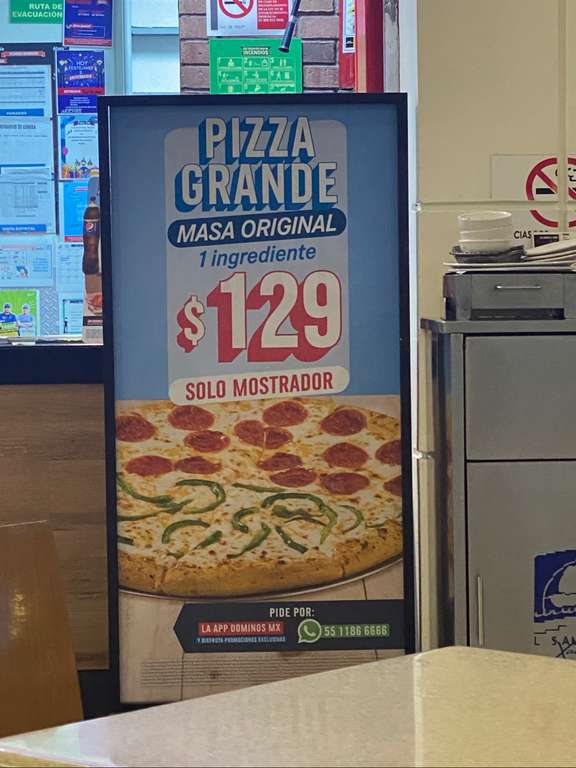 Domino’s Pizza: Pizza Grande Masa Original 1 ingrediente (SOLO MOSTRADOR)