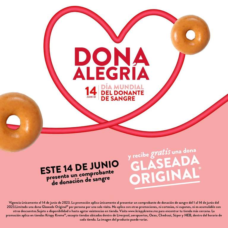 Krispy Kreme: Dona Glaseada GRATIS con tu Comprobante de Donación de Sangre (14 de junio)