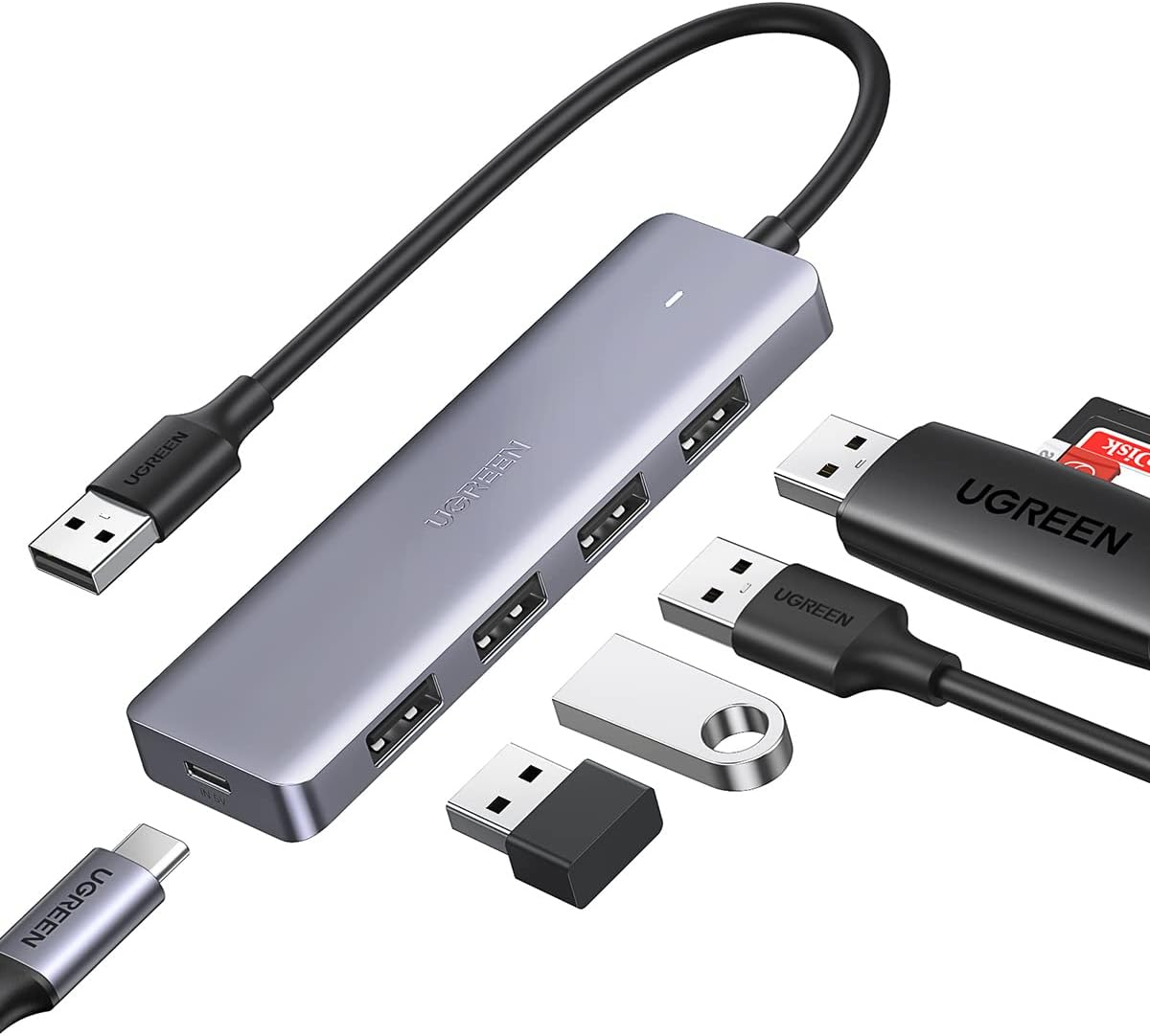 Amazon: UGREEN Hub USB 3.0, Adaptador de USB 3.0 4 Puertos SuperSpeed 5Gbps, 15 CM