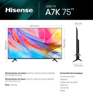 Amazon: Hisense - Pantalla 4K de 75" 75A7K Google