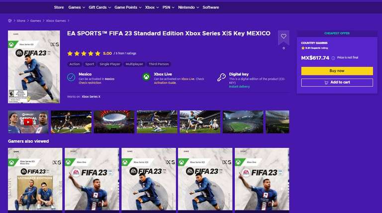 Eneba: Fifa 23 para Xbox Series X/S a mitad de precio listo para canjear en su Xbox Codigo de México