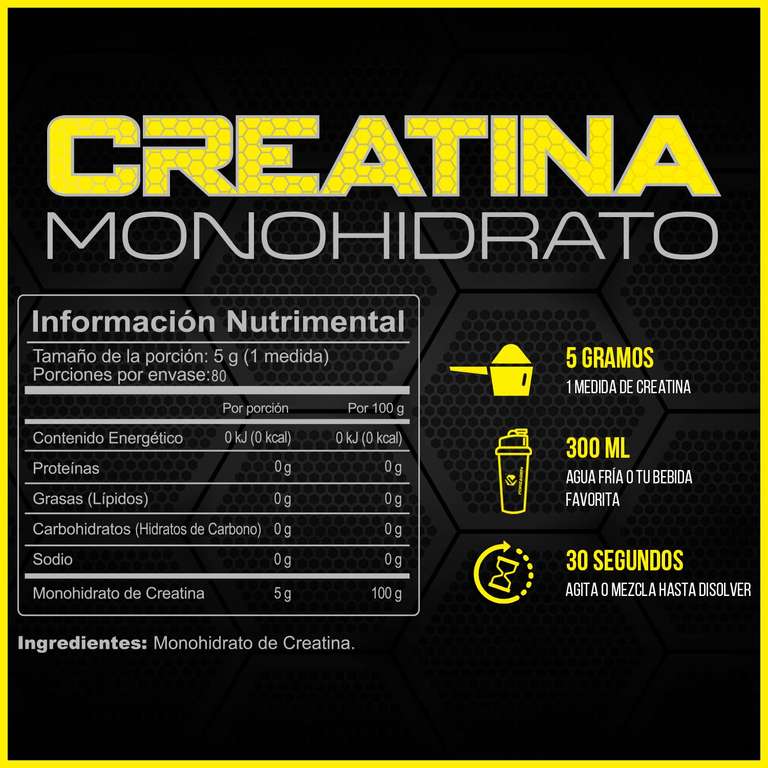 Amazon: Creatina Monohidrato | 100% Monohidrato de Creatina | 400 g