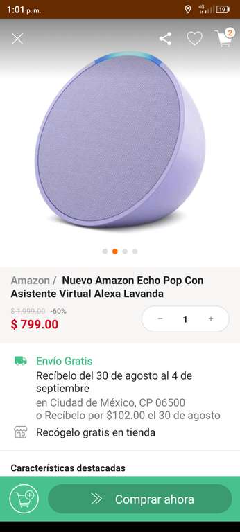 Linio / Nuevo Amazon Echo Pop Con Asistente Virtual Alexa Lavanda