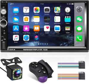 Amazon Autoestéreos Pantalla táctil capacitiva de 7 pulgadas, reproductor multimedia digital MP5 Bluetooth para automóvil, radio FM AUX USB
