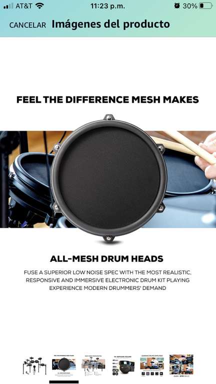 Amazon: Alesis Nitro Mesh Kit - Batería Eléctrica con 8 piezas de malla, rack aluminio, 385 sonidos, baquetas, cableado y llave de batería