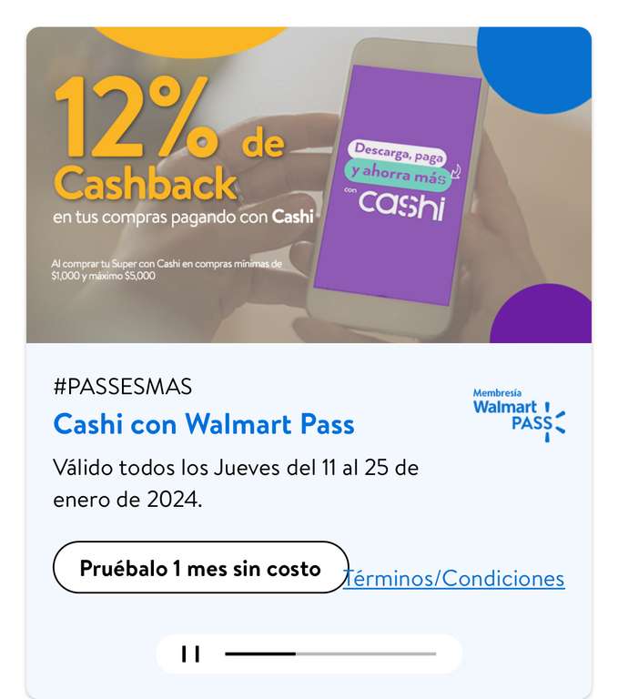 Walmart: 12% de cashback al comprar tu súper con Cashi (todos los jueves de enero) | Compra mín $1000