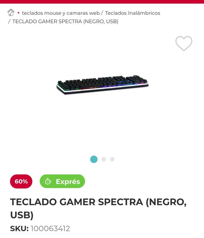 Office Depot: TECLADO GAMER SPECTRA (NEGRO, USB) 