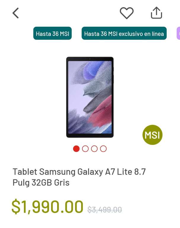 Soriana: Tablet Samsung A7 lite