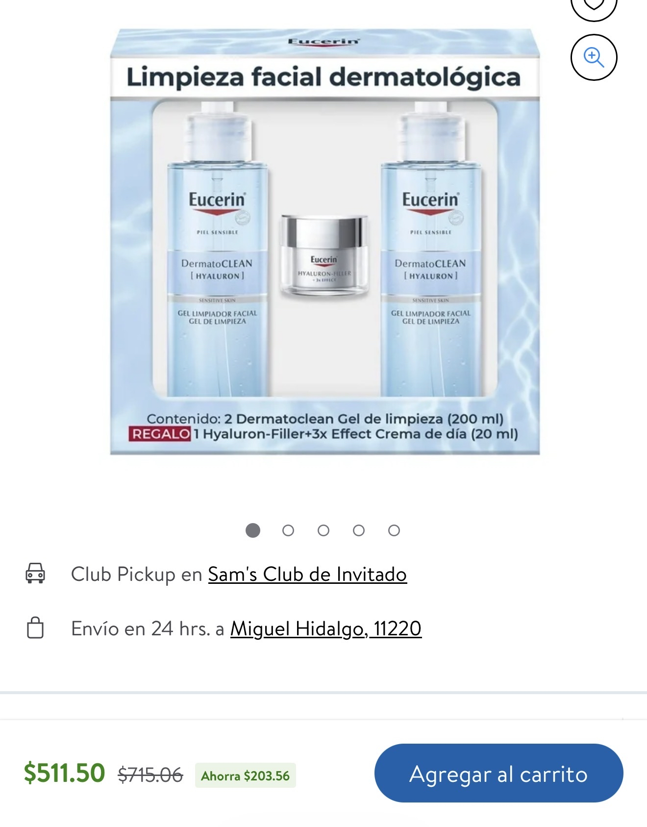 Sam's Club: Jabon Facial Eucerin DermatoClean Gel Limpiador