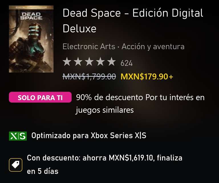 Xbox: Dead Space - Edición Digital Deluxe Xbox Series S/X