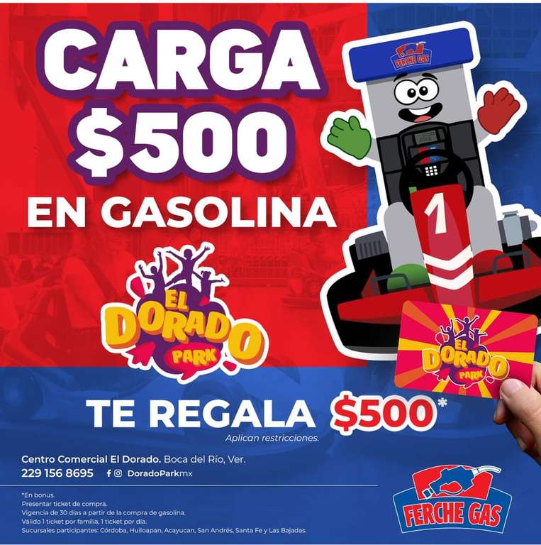 $500 de Bonus en El Dorado Park al cargar $500 de gasolina en estaciones de ferche gas participantes.