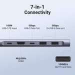 AMAZON - UGREEN HUB USB C, 7 en 1 Adaptador a HDMI 4K, USB C Puertos, 2 USB A 3.0, Lector Tarjeta SD TF, 100w PD Carga, USB C Hub