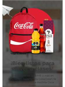 Coca Cola: Mochila gratis en compra de $449 en productos Coca cola