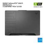 Amazon: Asus Laptop Gamer TUF F15 / GeForce RTX 3050 Ti/ 15.6 Pulg / 512gb SSD / 8gb RAM/Gris/Teclado en español (Garantía en México)