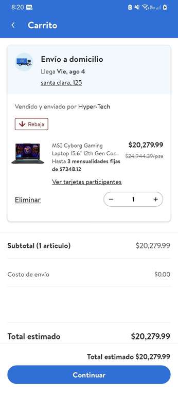 Walmart: MSI Cyborg Gaming Laptop 15.6" 12th Gen Core i5-12450H GeForce RTX 4050 16GB DDR5 512GB PCIe 4.0 MSI