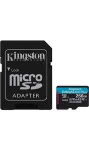 Amazon: Kingston MicroSDXC Go Plus 256GB (Adaptador a SD) Clase 10, UHS-I, U3, V30, A2 Lectura: 170MB/s y Escritura: 90MB/s (SDCG3/256GB)