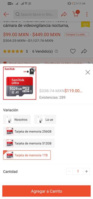 Shopee: Tarjeta de memoria Sandisk 1 Tb