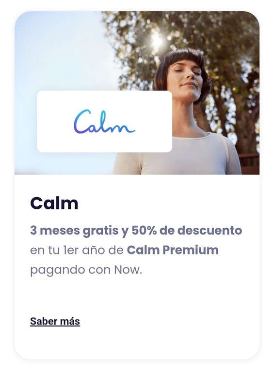 3 meses gratis en CALM pagando con NowBank
