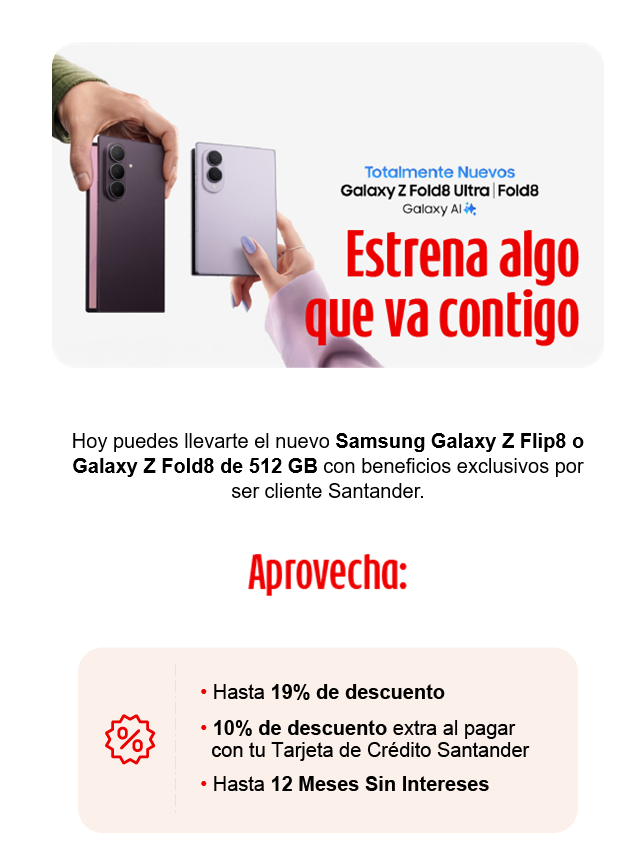 Samsung Store Santander: Hasta 30% OFF en el nuevo Galaxy Z Flip8 + CUPONES