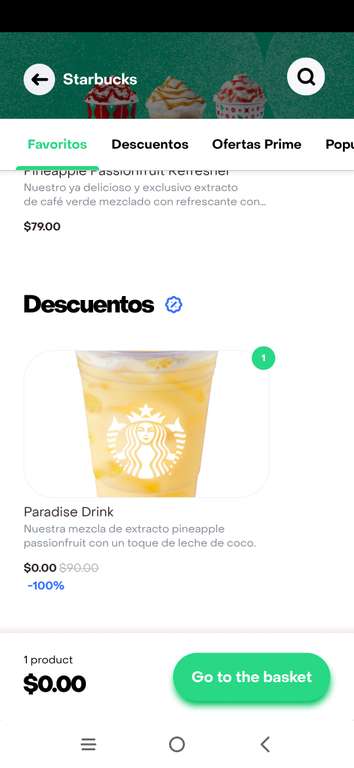 Rappi: Starbucks Paradise Drink gratis | usuarios seleccionados