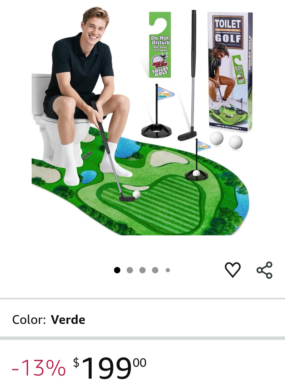 Amazon: Mini Golf Portátil para Baño, Regalo de Broma Ideal