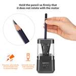 Amazon: Sacapuntas eléctrico portátil, hoja helicoidal, parada automática, funciona con bater-a/cable USB | envío gratis con Prime