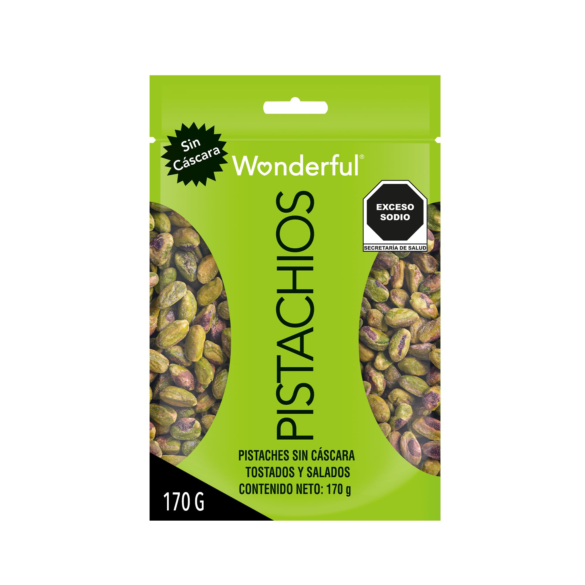 Amazon: Wonderful Pistachios, Pistaches Sin Cáscara, Tostado Con Sal, 170g, Bolsa Resellable, Snack. - Planea y Ahorra