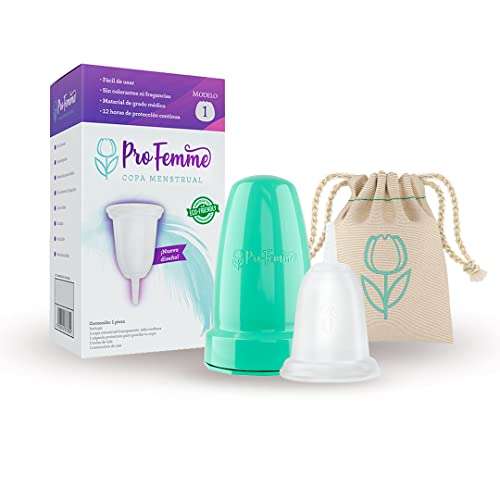 Amazon: - ProFemme- Modelo 1 - Copa Menstrual Ecológica Mediana - Incluye Bolsa + Cápsula.