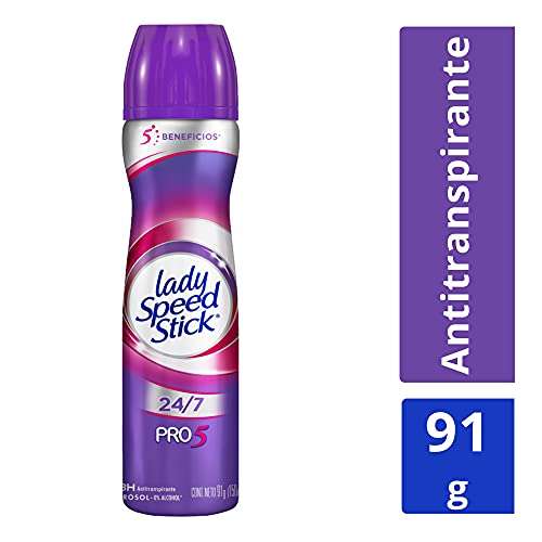 Amazon: Lady Speed Stick 24/7 Antitranspirante en Aerosol Pro5 Protección con 5 Beneficios, Invisible, Dermatológicamente probado