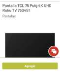 Soriana: Pantalla TCL 75 Pulg 4K UHD Roku TV 75S451