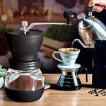 Amazon: Molinillo de café manual, Molino de café portátil, ajustable de cerámica gruesa molino de café con dos tarros de cristal