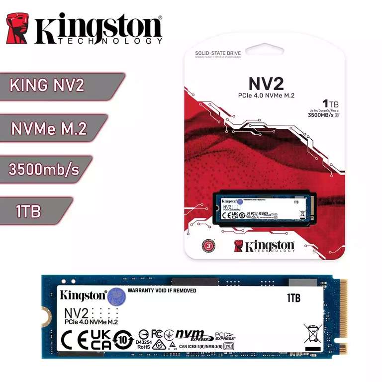 Cyberpuerta: SSD Kingston NV2 NVMe, 1TB, PCI Express 4.0