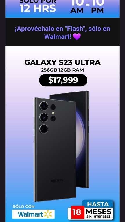 Walmart: Samsung Galaxy S23 Ultra 256gb 12ram Dual SIM Negro