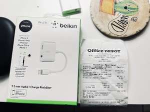 Office Depot Hermosillo: Belkin 3.5 mm audio + charge rockstar para iPhone