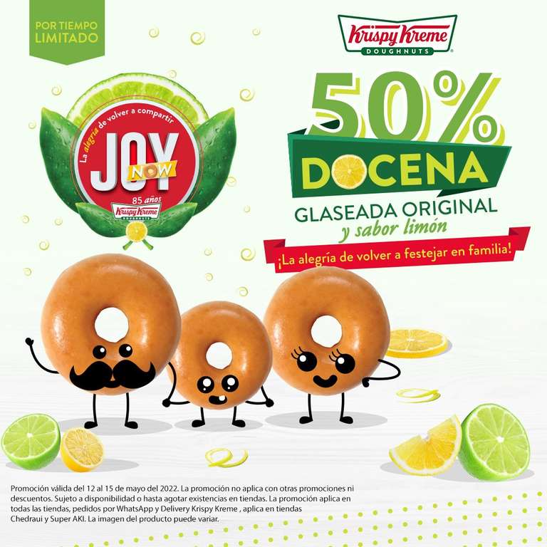 Krispy Kreme: 50% en Docena Glaseada Original y Docena Glaseada Sabor Limón / Dona GRATIS para enfermeros 12-05