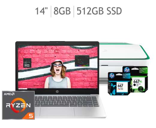 Costco: Laptop HP 14" AMD Ryzen 5-7520U 8GB 512GB SSD FHD 1920x1080 + Impresora Multifuncional en $9,699 | TDC Costco Citibanamex