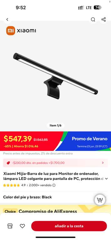 AliExpress: LAMPARA XIAOMI Mijia-Barra de luz para Monitor de ordenador, lámpara LED