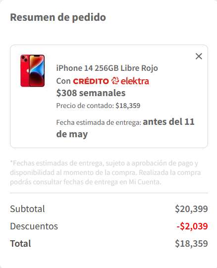 Elektra En Línea: iPhone 14 de 256 Gb y hasta 18 msi con PayPal y Hsbc